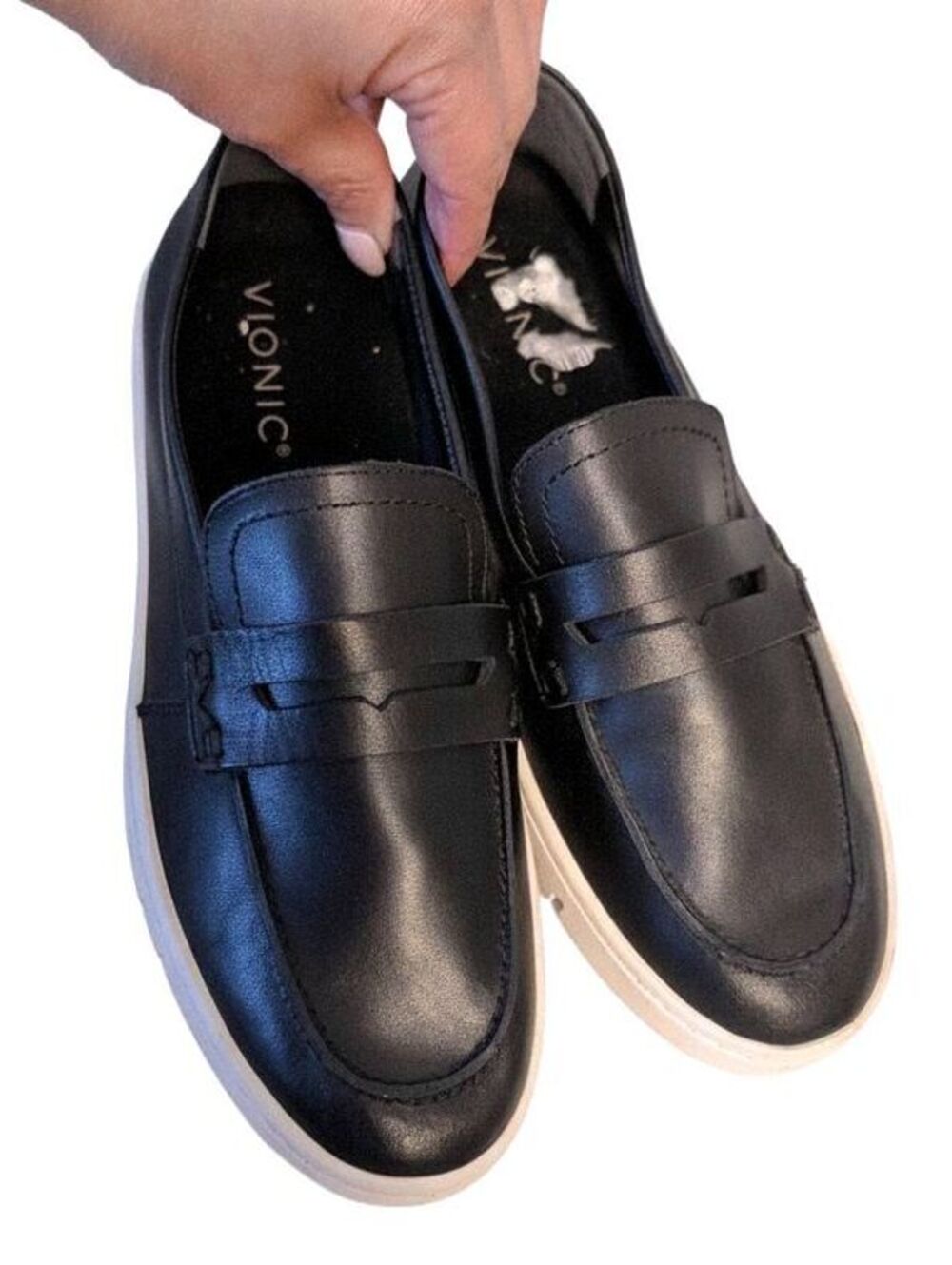 Vionic Women's Slip-On Loafers Black Leather Comfort Casual Shoes Size 7
